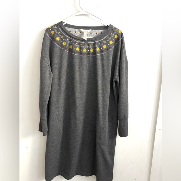 Matilda Jane Just Imagine Cozy Knit Sweater Dress Gray Metallic Womens L - Picture 2 of 6